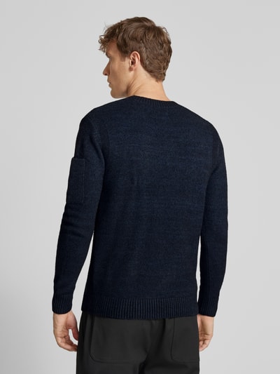 GABBA Gebreide pullover met labeldetail, model 'LUCA' Marineblauw - 5