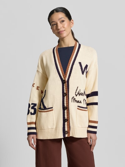 Weekend Max Mara Oversize kardigan z mieszanki bawełny model 'BLASONE' Écru 4