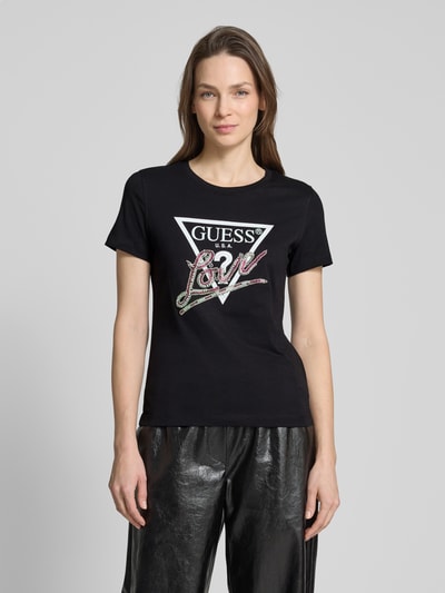 Guess T-Shirt mit Strasssteinbesatz BLACK 4