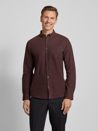 Lindbergh Freizeithemd mit Button-Down-Kragen Bordeaux 4