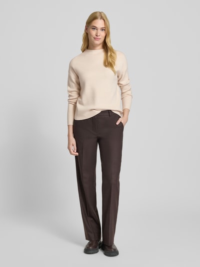 Christian Berg Woman Oversized gebreide pullover met geribde opstaande kraag Steengrijs - 1