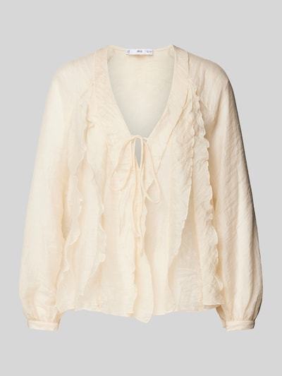 Mango Regular Fit Bluse mit Volants Modell 'DUNST' Offwhite 2