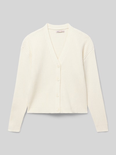 Only Regular fit gebreid jack van viscosemix, model 'MANDY' Ecru - 1