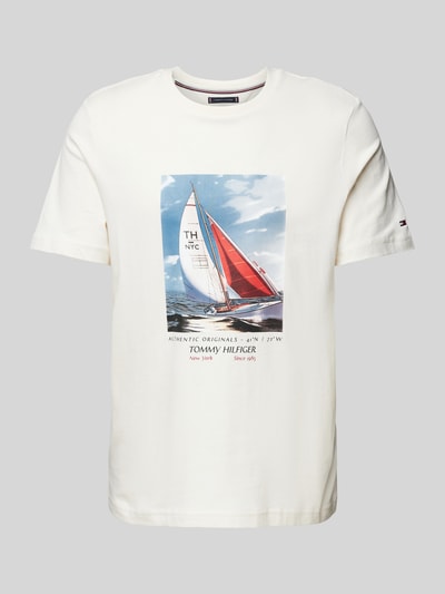 Tommy Hilfiger T-Shirt mit Motiv- und Label-Print Ecru 2