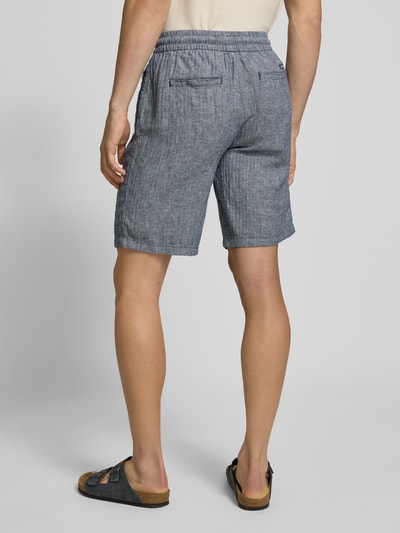 Blend Regular fit korte linnen broek met tunnelkoord, model 'MORGAN' Marineblauw - 5