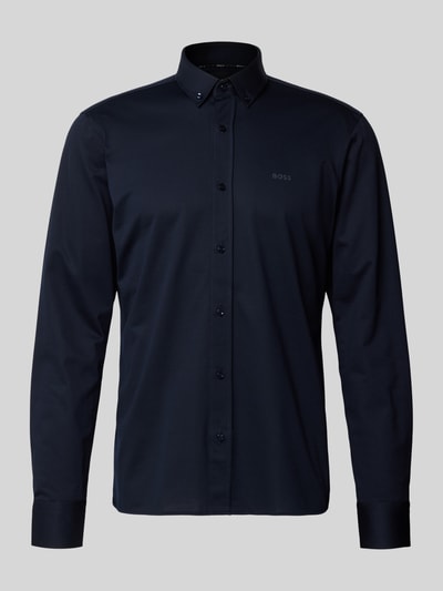 BOSS Regular Fit Businesshemd aus Pinpoint mit Stretch-Anteil Marine 2