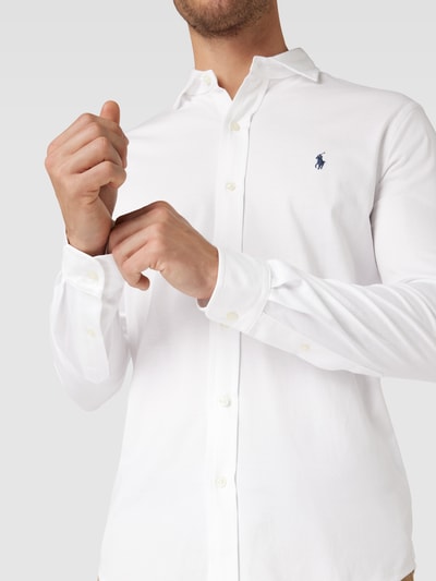 Polo Ralph Lauren Hemd mit Kentkragen, unifarbenes Design und Knopfleiste Weiss 3