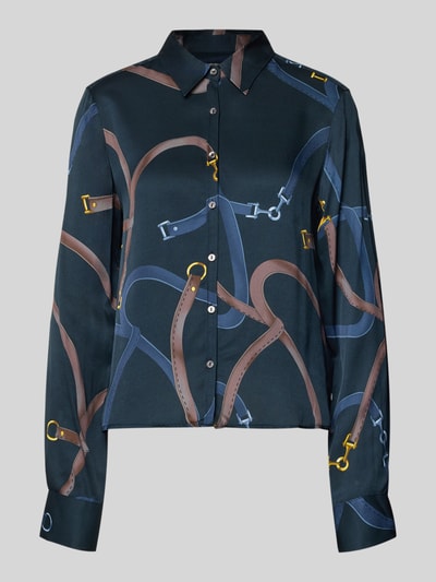 0039 Italy Bluzka koszulowa z listwą guzikową model ‘SIA’ Ciemnoniebieski 2