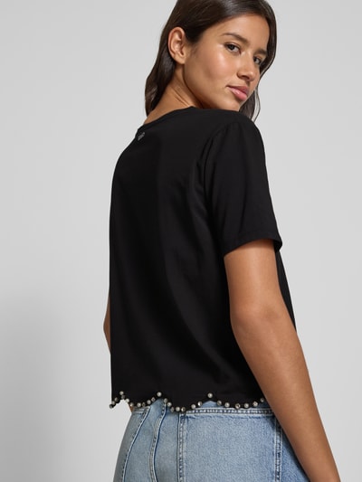 Liu Jo White T-shirt met siersteentjes Zwart - 3