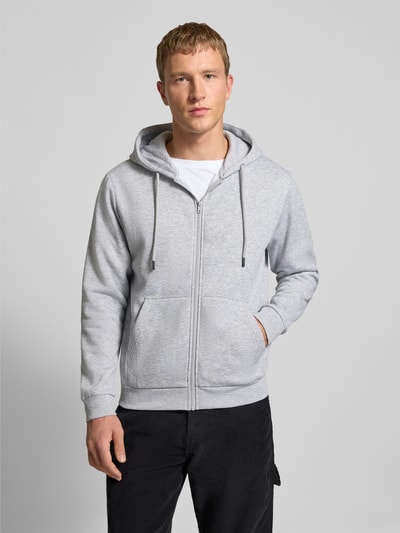 JACK & JONES Sweatjacke mit Kapuze Modell 'BRADLEY' Hellgrau Melange 4