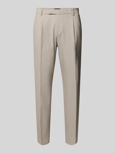 Produktfoto, P&C Special - Exklusiv bij P&C Slim fit pantalon model Salto van CINQUE in beige materiaalmix met katoen, persplooien, riemlussen, haakjes- en ritssluiting, zij- en achterzakken, bandwijdte maat 50: 38 cm, binnenbeenlengte maat 50: 75 cm