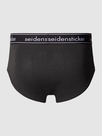 Seidensticker Slip met label in band in een set van 3 stuks, model 'COTTON FLEX' Zwart - 3