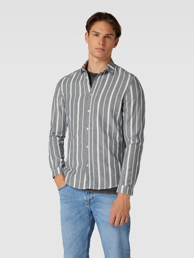 Tom Tailor Denim Regular Fit Freizeithemd mit Streifenmuster Modell 'striped' Marine 4