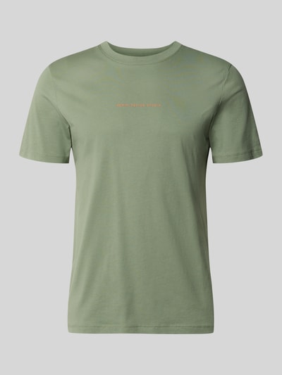 Produktfoto, Regular Fit T-Shirt aus reiner Baumwolle von Tom Tailor Denim, Herren T-Shirt in Optik: Unifarben, Rundhals-Ausschnitt, Kurzarm, Material: Reine Baumwolle, grüne Farbe, glatte Textur
