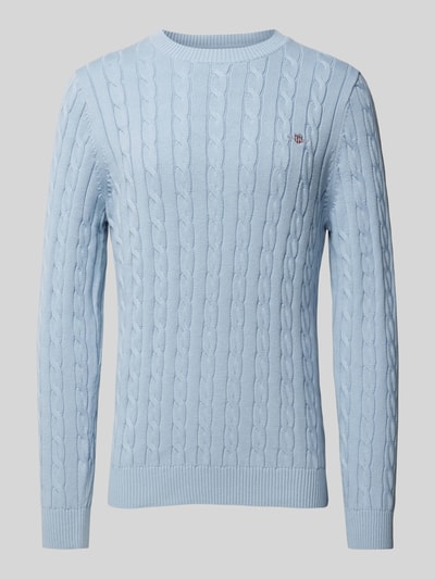 Gant Gebreide pullover met kabelpatroon Lichtblauw - 2