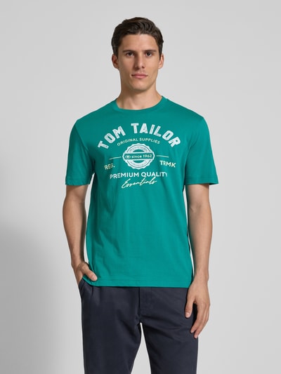 Tom Tailor Regular Fit T-Shirt aus reiner Baumwolle Dunkelgruen 4