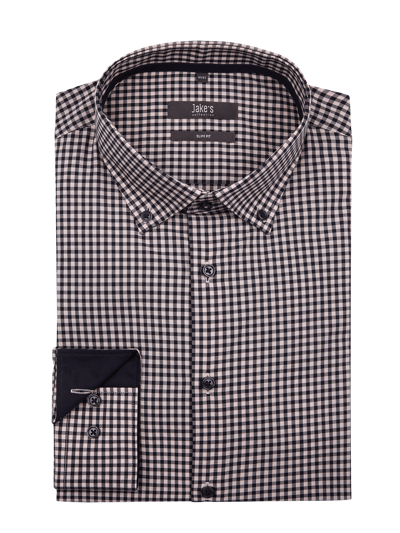 Jake*s Slim Fit Business-Hemd mit Karomuster  Hellrosa 2