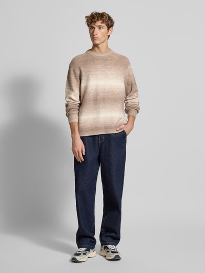 Jack & Jones Strickpullover mit Rundhalsausschnitt Modell 'JORMEADOWS' Beige 1