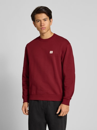 Calvin Klein Jeans Regular Fit Sweatshirt mit Logo-Patch Modell 'Terry' Bordeaux 4