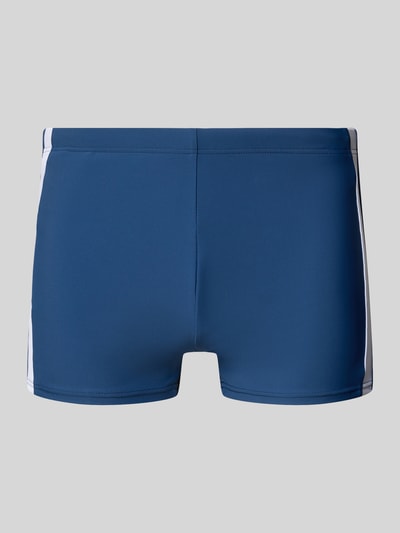 Produktfoto, Slim Fit Badehose mit elastycznym pasem od Schiesser, elastyczna mieszanka materiałów, krój slim fit, ozdobne obszycie, kolor niebieski