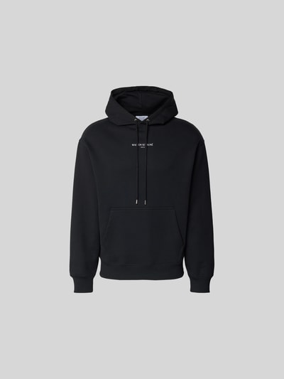 Produktfoto, Hoodie mit Label-Stitching von MAISON KITSUNÉ in Schwarz mit Känguru-Tasche, elastischen Abschlüssen, lockerer Passform