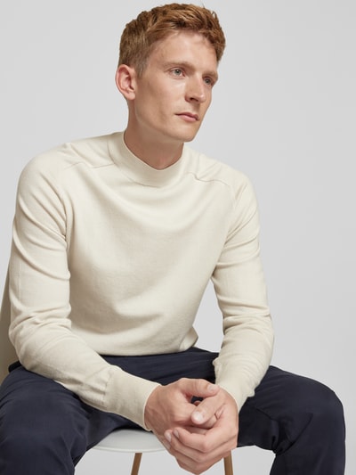 CK Calvin Klein Sweter z dzianiny z detalem z logo Złamany biały 3