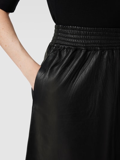 Selected Femme Midirok in leerlook, model 'MADGA' Zwart - 3