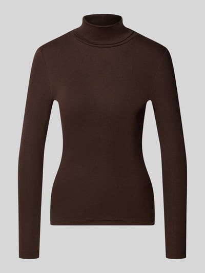 Produktfoto, Regular Fit Langarmshirt aus reiner Baumwolle von s.Oliver RED LABEL in Dunkelbraun, figurbetonter Schnitt, glatte Oberfläche.