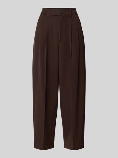 Productfoto, Barrel Fit broek met viscose van s.Oliver RED LABEL, donkerbruin, rechte pijpen, gladde textuur