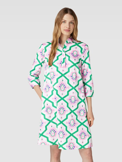 Christian Berg Woman Knielanges Hemdblusenkleid aus Baumwolle mit Allover-Print Grass 4