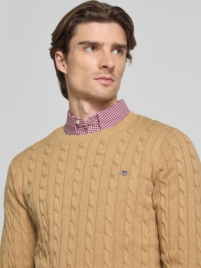 Gant Sweter z dzianiny z prążkowanymi wykończeniami Beżowy melanż 3