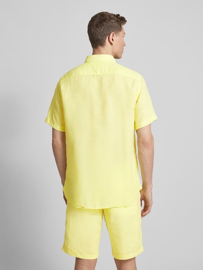 Tommy Hilfiger Regular Fit Leinenhemd mit Button-Down-Kragen Gelb 5