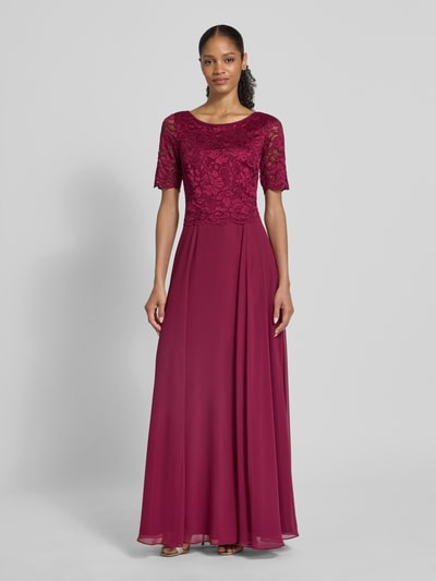 Vera Mont Abendkleid mit Spitze und Rundhalsausschnitt Bordeaux 4