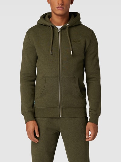 Superdry Sweatjacke mit Label-Stitching Oliv 4