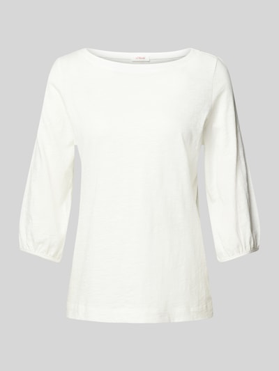 s.Oliver RED LABEL T-Shirt aus reiner Baumwolle mit U-Boot-Ausschnitt und 3/4-Arm Weiss 2