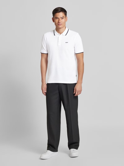 BOSS Poloshirt mit Label-Print Modell 'Parlay' Weiss 1