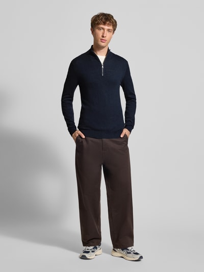 Blend Troyer aus Baumwoll-Mix in Strick-Optik Marine 1