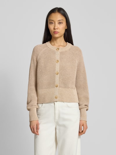 OPUS Cardigan mit Rundhalsausschnitt Modell 'Dolpine' Hellbraun 4