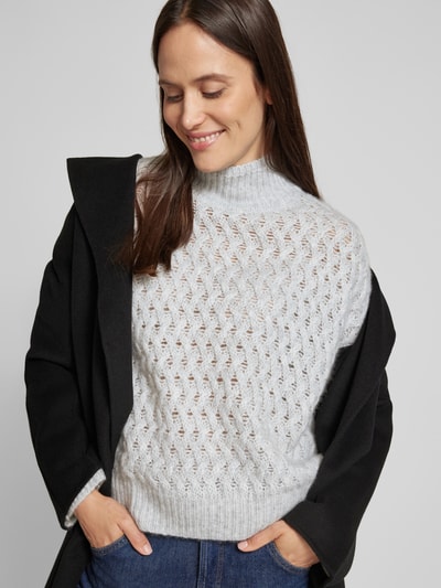 Hemisphere Gebreide pullover met opstaande kraag Lichtgrijs - 3