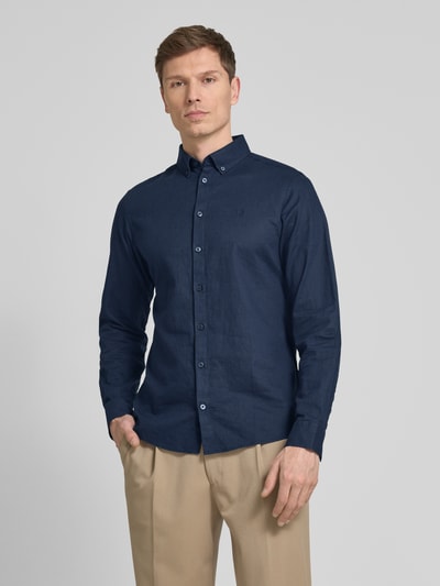 Casual Friday Regular Fit Leinenhemd mit Button-Down-Kragen Modell 'Anton' Marine 4