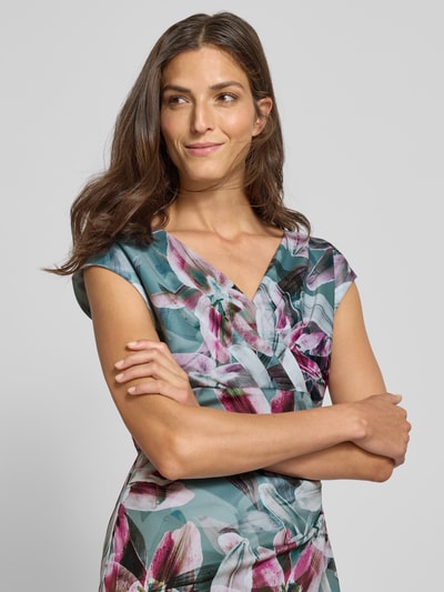 Swing Mini Cocktailkleid mit V-Ausschnitt Oliv 3