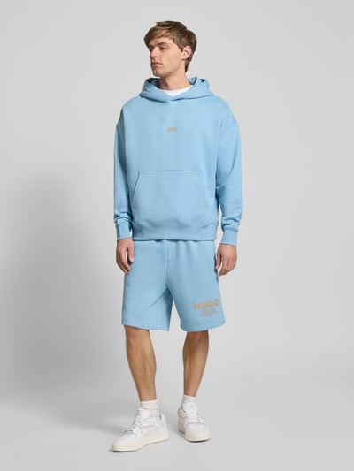 Hugo Blue Hoodie mit Label-Print Modell 'Nazardo' Hellblau 1