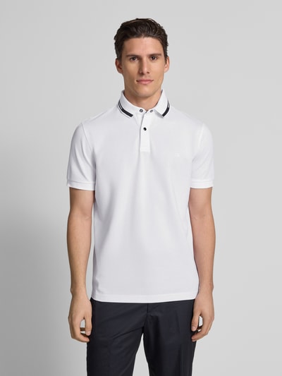 Christian Berg Men Poloshirt mit kurzer Knopfleiste und Logo-Print Weiss 4