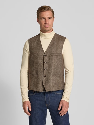 Carl Gross Kamizelka z mieszanki wełny z dodatkiem jedwabiu Beżowy 4