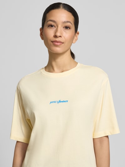 Selected regular fit T-shirt van puur katoen model 'VIGGA' Lichtgeel - 3