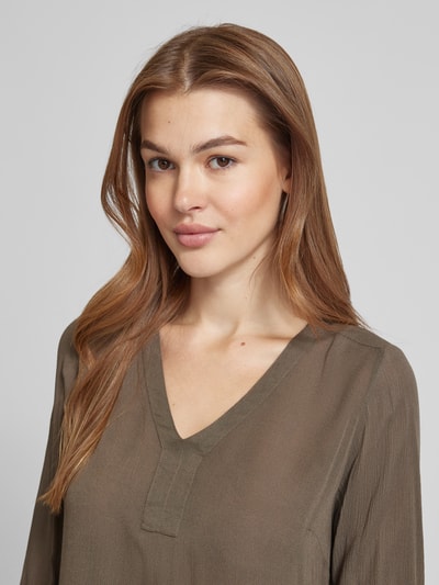 Kaffe Blouseshirt van viscose met V-hals, model 'Amber' Lichtbruin - 3