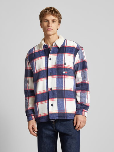 Tommy Jeans Regular fit overhemdjack met knoopsluiting, model 'CHECK SHERPA' Marineblauw - 4