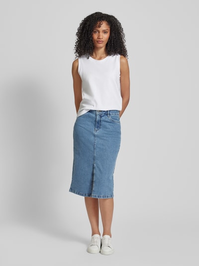 Kaffe Spódnica jeansowa o długości do kolan z wpuszczanymi kieszeniami model ‘Barbeth’ Jasnoniebieski 1
