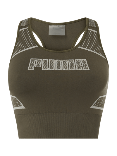 Puma Crop Top mit Logo-Print Oliv 1