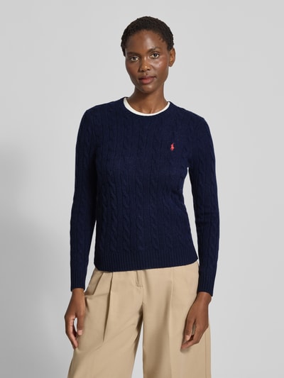 Polo Ralph Lauren Sweter z dzianiny z mieszanki wełny i kaszmiru model ‘JULIANNA’ Granatowy 4